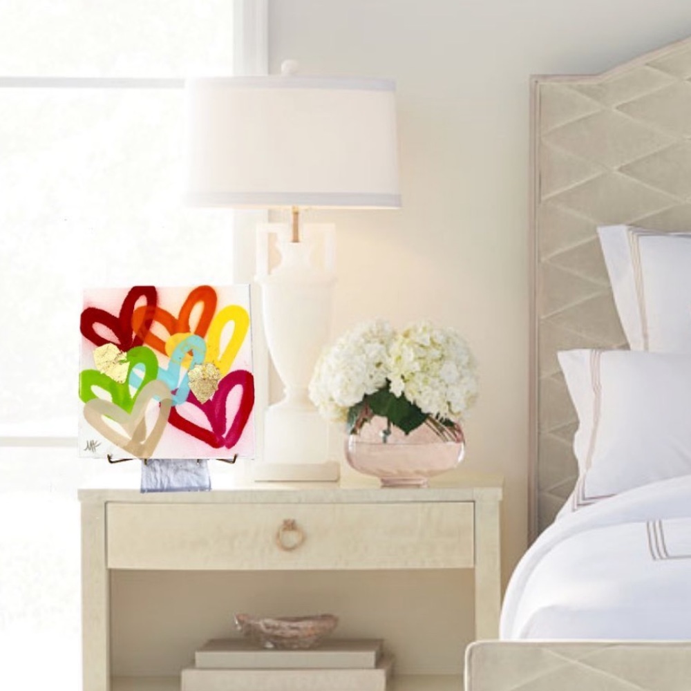 MK Decker Designs Rainbow Mini Heart Painting- Set of 2